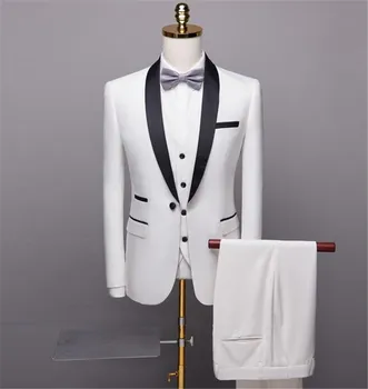 

High Quality Wedding Men suit Slim Fit Suits 3 Pieces Groomsmen Wedding Suits For Men Bridegroom(Jacket+Pants+Vest)