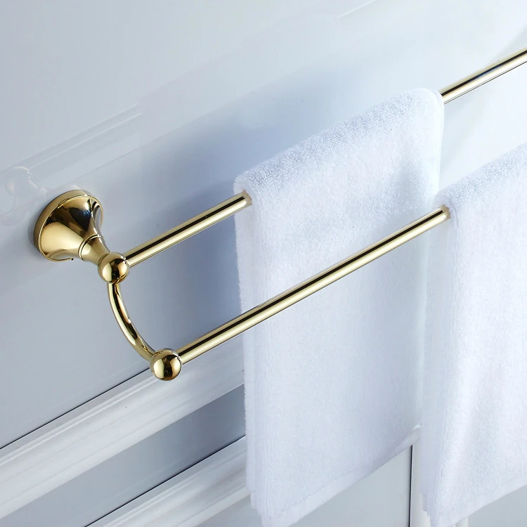 Antique Gold Copper Polished Towel Holder Double Towel Bar 60cm
