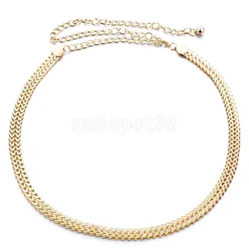 

Women Hollowed-out Gold Metal Belt Waistband Waist Chain Belt Charms One Size Fits All