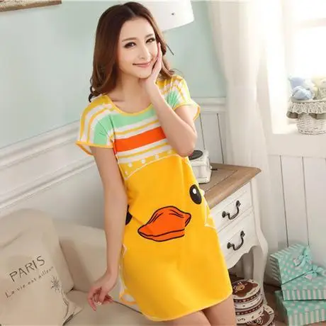 Cartoon Panda Rabbit Mini Dress Animal Sleep tops Women Casual Loose Cotton Long Big Size T-shirt Nightgown Sleepwear