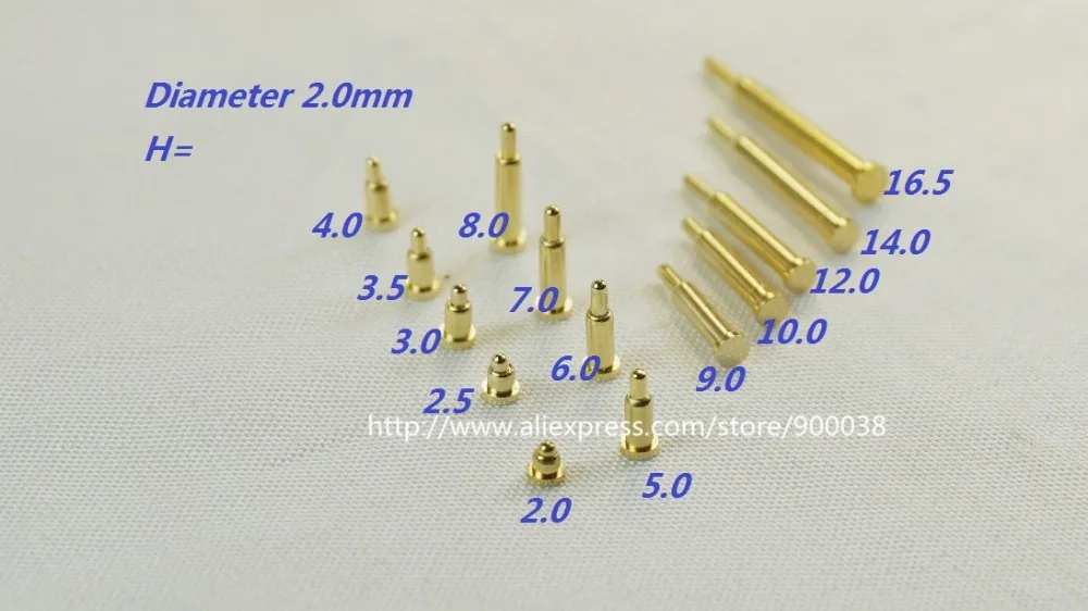 

2 pcs Spring-Loaded Pogo pin contact 2.0 mm Diameter Flange height 2 2.5 3 3.5 4 4.5 5 5.5 6 7 8 10 12 13 14 16 18 20.5 mm SMT