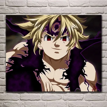 

seven deadly sins cool anime Meliodas fan art Living room decoration home wall art decor wood frame fabric posters KH358