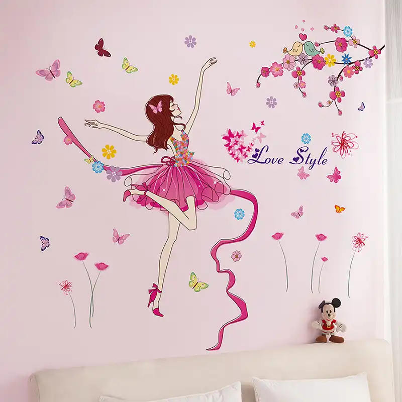 Shijuehezi Cartoon Girl Wall Stickers Diy Dancer Mural Decals For House Kids Rooms Baby Bedroom Kindergarten Decoration