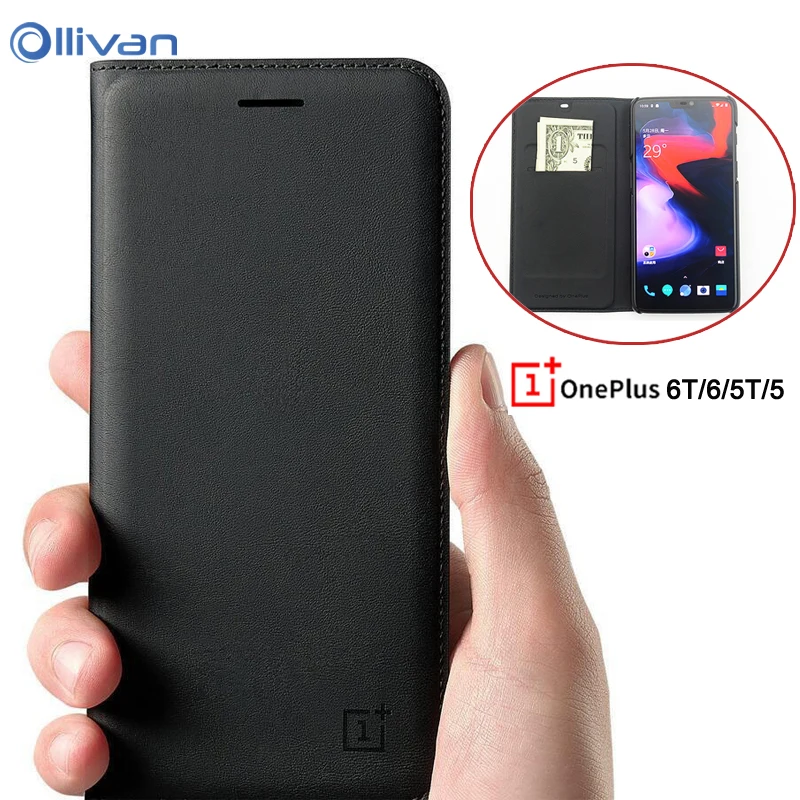 

1 :1 One Plus 5T PU Leather Flip Case for Oneplus 6T 6 5T 5 Original Smart Sleep Wake Up Cover Coque Inteligente 6T Wallet Cases