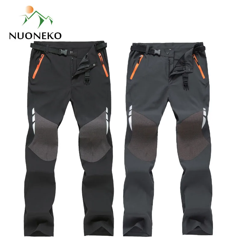 Reflective Summer Hiking Pants Men Lightweight Breathable Quick Dry Outdoor Mountain Climbing Trekking Male Trousers with Belt