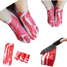 1 пара новых модных креативных носков со смешным объемным рисунком бекона повседневные короткие носки-башмачки низкие носки для мужчин, женщин и детей