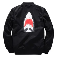 Ma1 Bomber thick Jacket 2018 winter jackets Pilot Outerwear Men Army Green Shark print Merch Flight Coat Streetwear printed