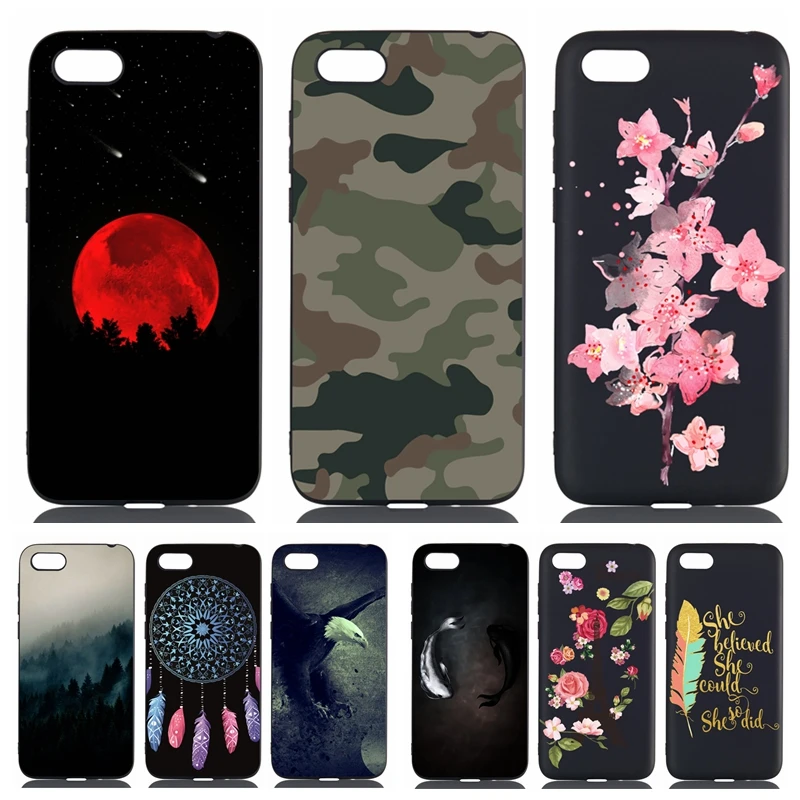 

Soft Silicone TPU Case On For Funda Huawei Y9 2018 Case On For Coque Huawei Y5 2018 Y6 2018 Capa Black Patterned Phone cases