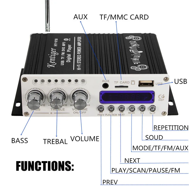 BYGD 12 В 5A Bluetooth Авто Радио автомобильные аксессуары цифровой мини HiFi стерео усилитель аудио усилитель для автомобиля дома MP3 плеер