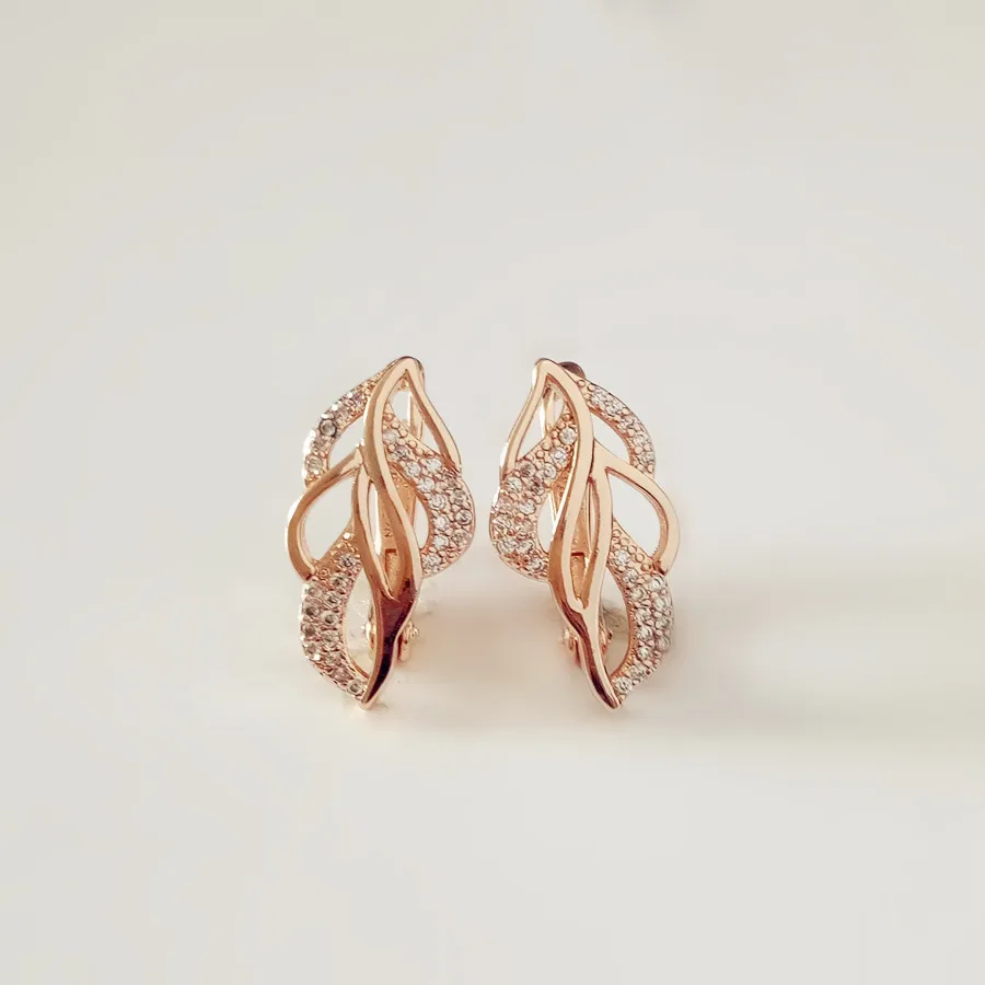 Women Earring 585 Rose Gold Color Drop Earring Office Style Leaf Shape New Drop Earring Fashion Women Jewelry