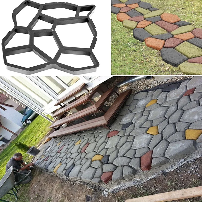

Reusable Plastic Path Maker Mold DIY Durable Geometric Shape Path Stepping Stone Maker Mold Concrete Cement Mould Brick