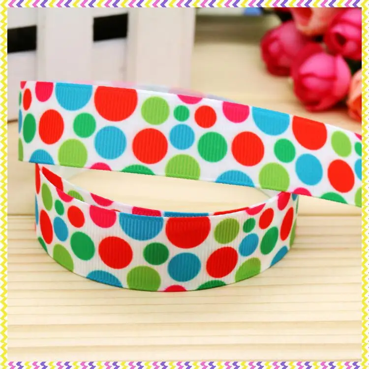 

7/8'' Free shipping christmas polka dots printed grosgrain ribbon hairbow headwear party decoration diy Sewing OEM 22mm P4704