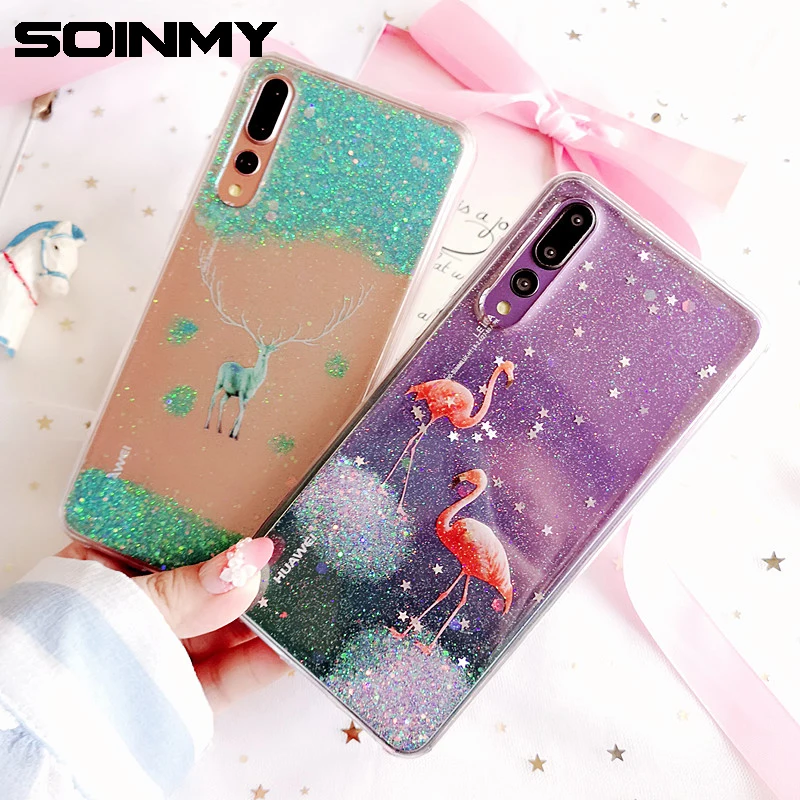 

Flamingo Clear Soft TPU Case For Huawei p20 lite case Silicon Transparent Glitter Star cover For Huawei p20 pro P20 p20lite case