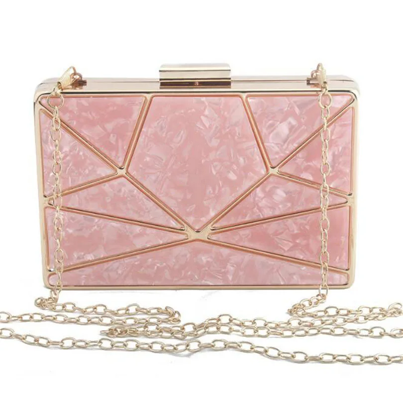 Роскошный фирменный дизайн, акриловые украшения, клатчи, женские вечерние сумки, вечерние, свадебные сумочки на цепочке, сумки через плечо, кошелек, клатч - Цвет: Pink 01