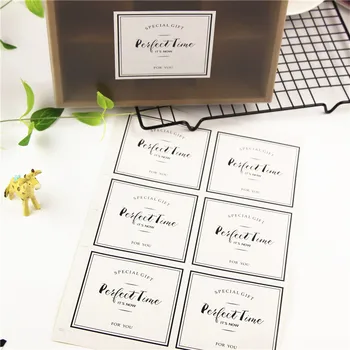 

60Pcs 10Sheets White Rectangle Perfect Time Cake Packaging Sealing Label Kraft Sticker Baking DIY Gift Stickers