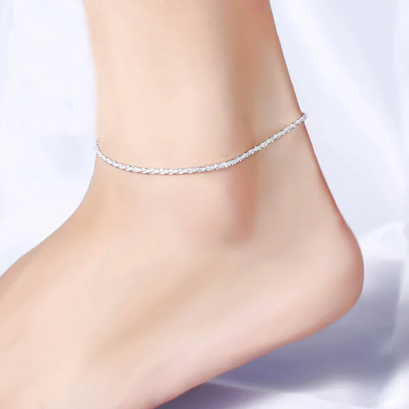 

925 Sterling Silver Prevent allergy Anklet Bracelet Star Twisted chain Women Gift Summer Charm Chain Sandal Beach Foot Anklet