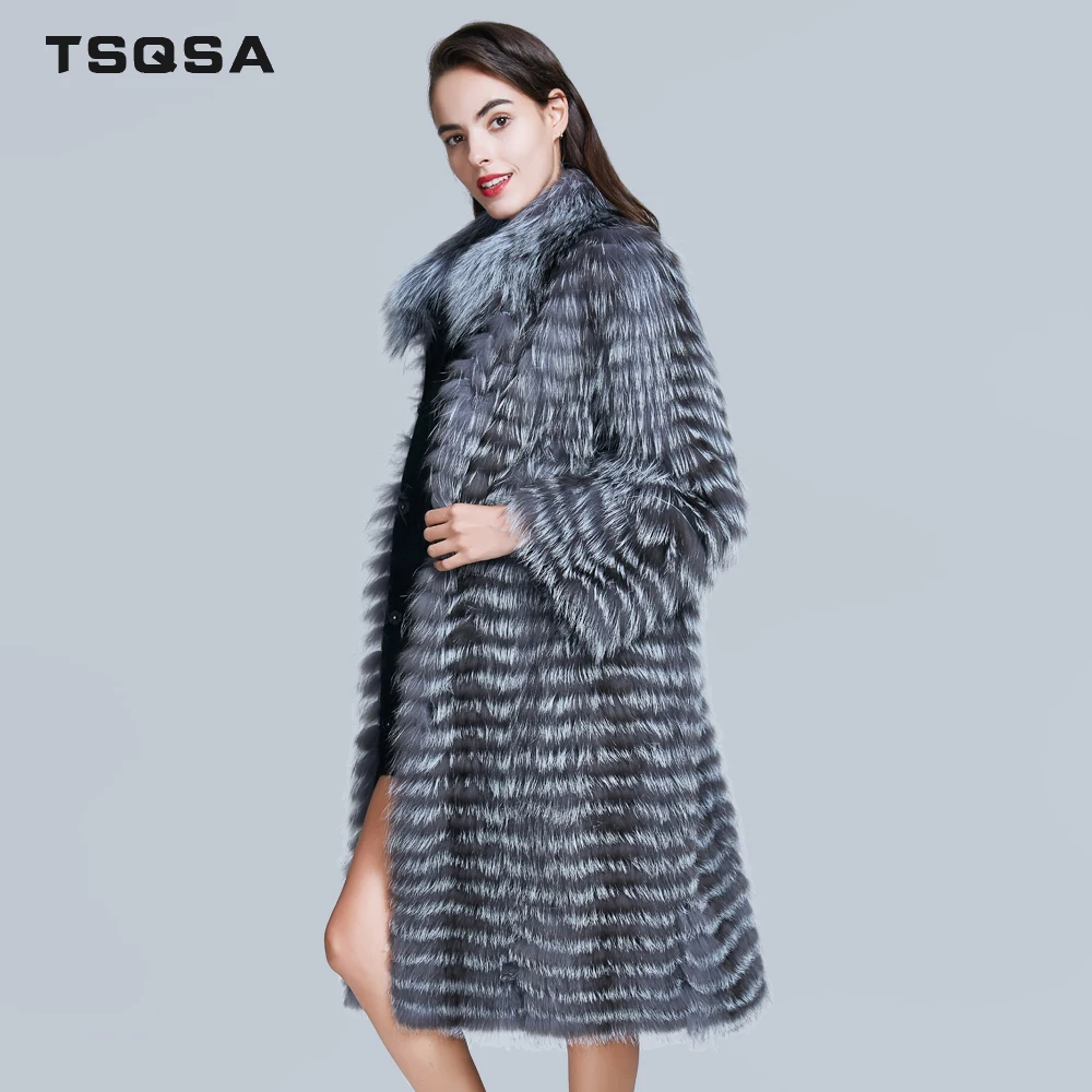 TSQSA Women Real Fur Coat Natural Silver Fox Fur Coats Winter Warm Fashion Lady Clothes Genuine Female Outwear Clothing TAC1727 TSQSA Women Real Fur Coat Natural Silver Fox Fur Coats Winter Warm Fashion Lady Clothes Genuine Female Outwear Clothing TAC1727