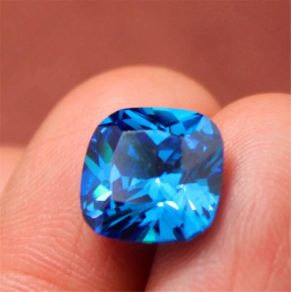 Joanlyn Light Blue Sapphire квадратная граненая Подушка с изображением драгоценного камня Cut