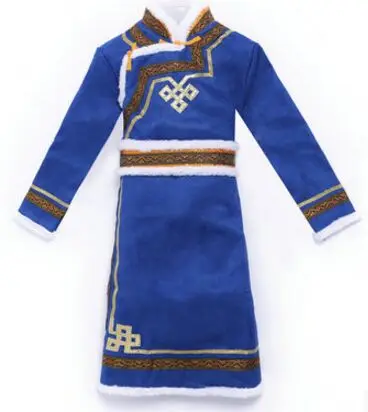 blue mongolia robe for boys coat chinese children minority clothing long tibet costume | Тематическая одежда и униформа