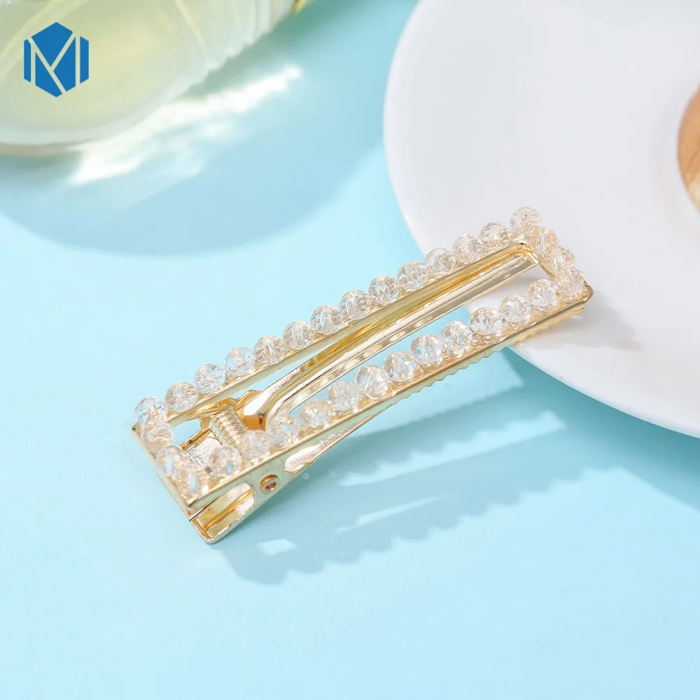 6cm Alloy Rhinestone Hairpins For Women Girls Hair Accessories Female Headwear Rectangle Crystal Geometric Hair Clips Barrettes