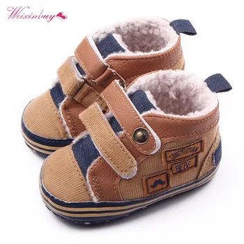 

Fashion Warm Autumn Winter Canvas Stitching PU Baby Shoes Baby First Walker Toddler Shoes for baby boys