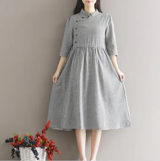 

Clobee 2017 Plaid Cotton And Linen Women Dress Lolita Mori Girl A Line Ladies Dresses Vintage School Style Femme Vestidos Z464
