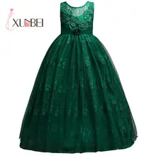 Длинное кружевное платье принцессы с цветочным узором для девочек; коллекция года; пышные платья с аппликацией для девочек; платье для первого причастия; детское свадебное платье