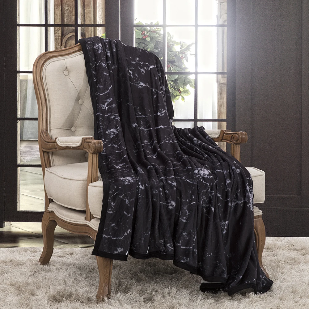 

Cilected Nordic Black Marble Pattern Bedding Blankets For Beds Soft Flannel Bed Sheet Cover Lightweight Throw Blanket Adults