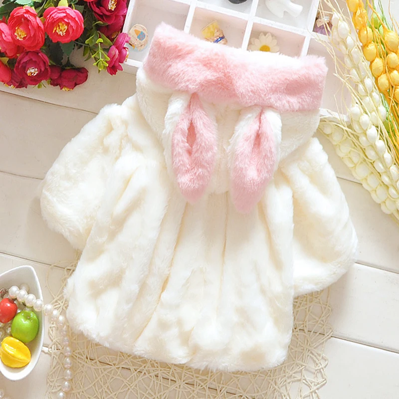 Keelorn Baby Girls Snow Wear New Fashion Winter Rabbit Ear Hooded Outerwear Children's Cotton Clothes Winter Coat for 6M-2T