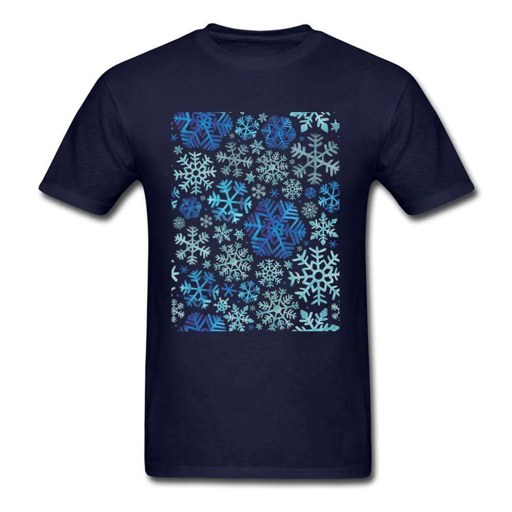 2018 Men Tshirts Crew Neck Short Sleeve Cotton Fabric Snowflakes Tops Shirt Summer T-Shirt Drop Shipping Snowflakes navy