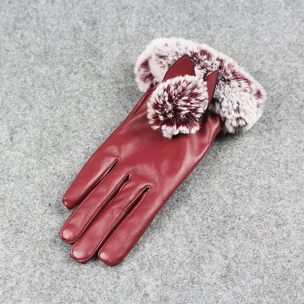 Новое поступление модные женские перчатки из искусственной кожи осень зима кошачьи уши теплые варежки gant tactile hiver# E30