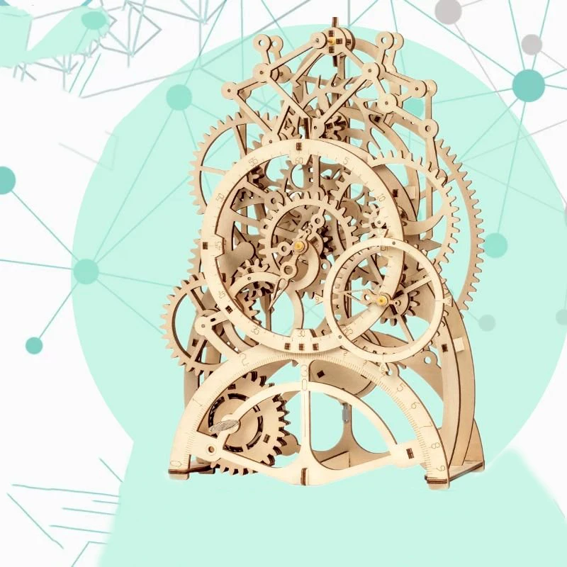 

DIY Gear Drive Clock Pendulum Clock Surface 3D Wooden Model Making Toolkit Three-dimensional Jigsaw Puzzle Wooden Toys.