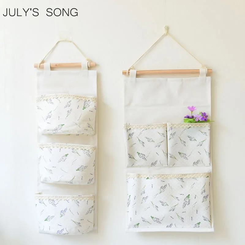 JULY'S SONG Лаванда свежая домашняя хлопковая подвесная сумка Лавандовая многослойная 3 кармана подвесные Органайзеры для украшения кухни ванной комнаты
