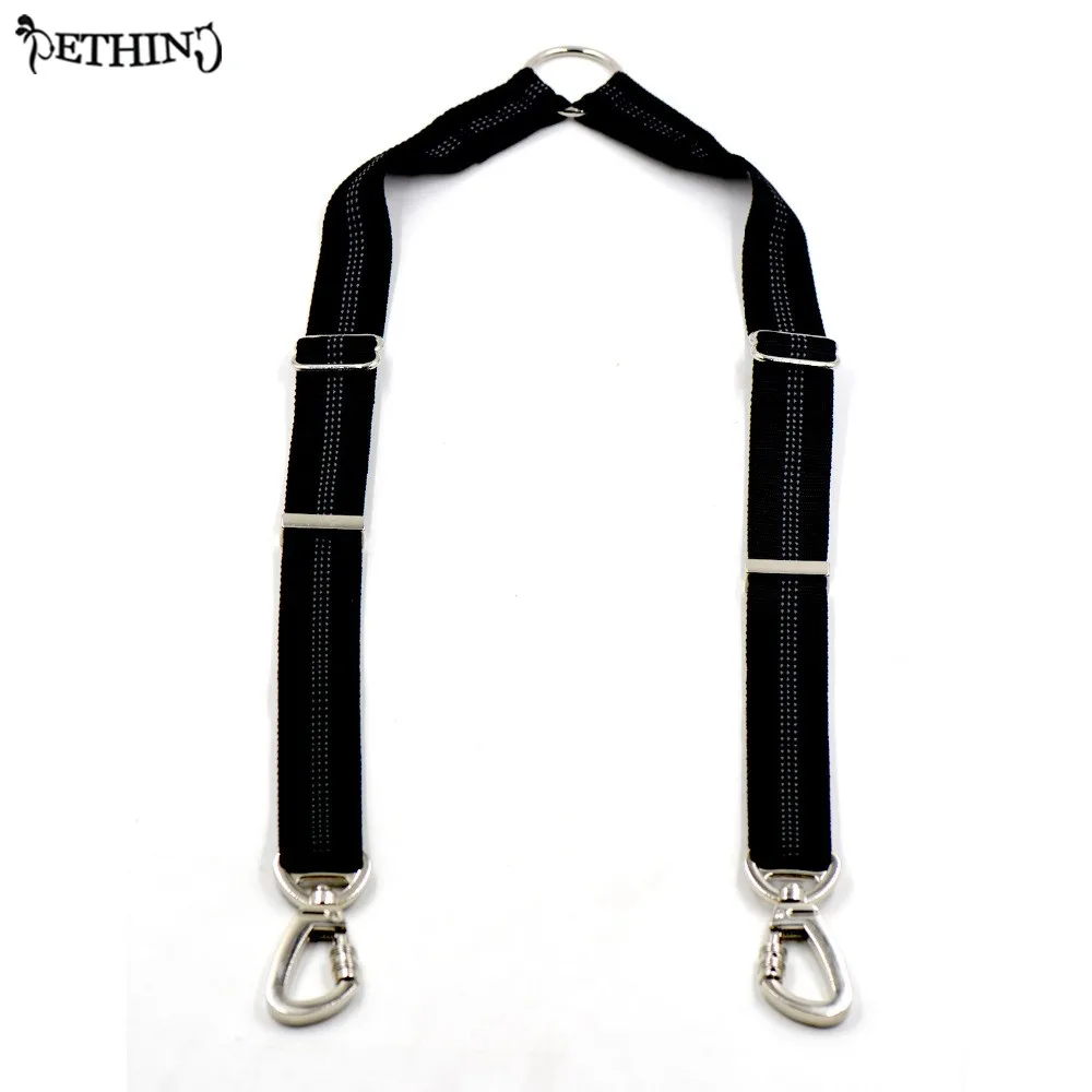 New Strong Dog Double Leash Pet Coupler Walk 2 Dogs 1 Lead With Reflective Strip Puppy Adjustable Gray Black Color | Дом и сад