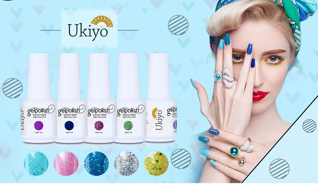 Ukiyo 15 мл Гель-лак для ногтей гель для ногтей с блестками лак замачиваемый Полупостоянный Гель-лак для ногтей эмаль лак для ногтей 78 цветов