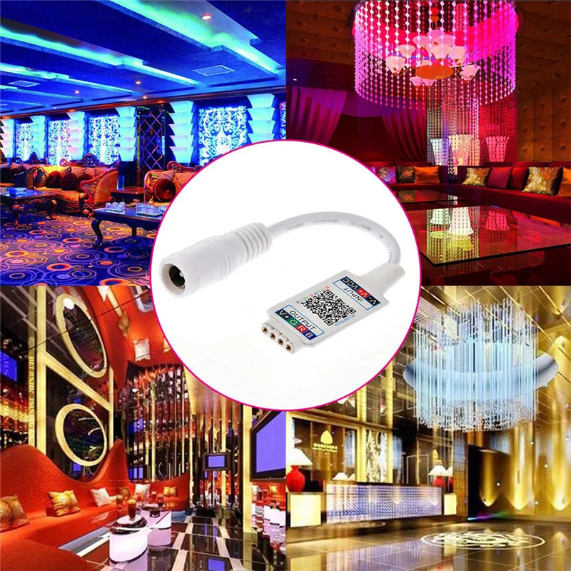 Миниатюрный RGB Bluetooth контроллер музыкальный для световых лент светодиодных 5 В 12 24