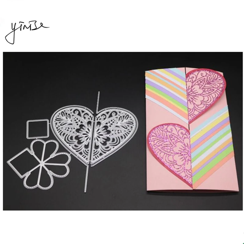 

YINISE Metal Cutting Dies For Scrapbooking Stencils HEART ENVELOPE SCRAPBOOK CUT DIY Album Cards Decoration Embossing Die Cuts