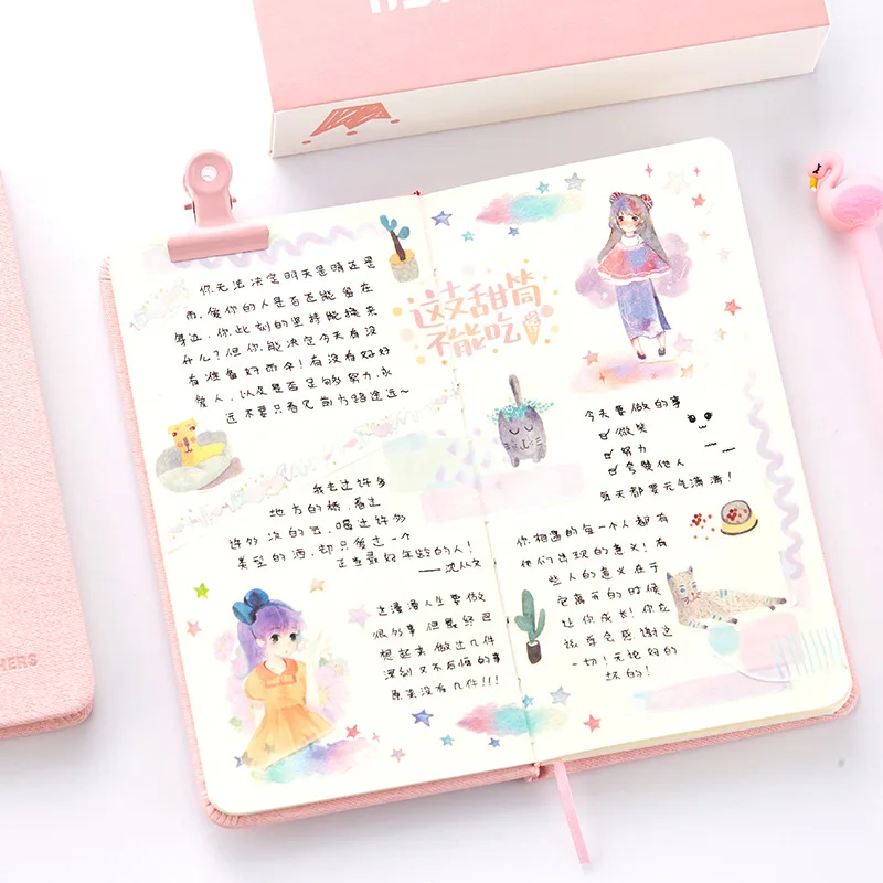 80 листов Kawaii красивый Фламинго твердый переплет блокнот набор милый офис школьный дневник эскиз книга памятки студенческий подарок