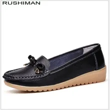 Женская обувь на плоской подошве из натуральной кожи; коллекция года; сезон весна; модная мягкая повседневная обувь без застежки; женские лоферы