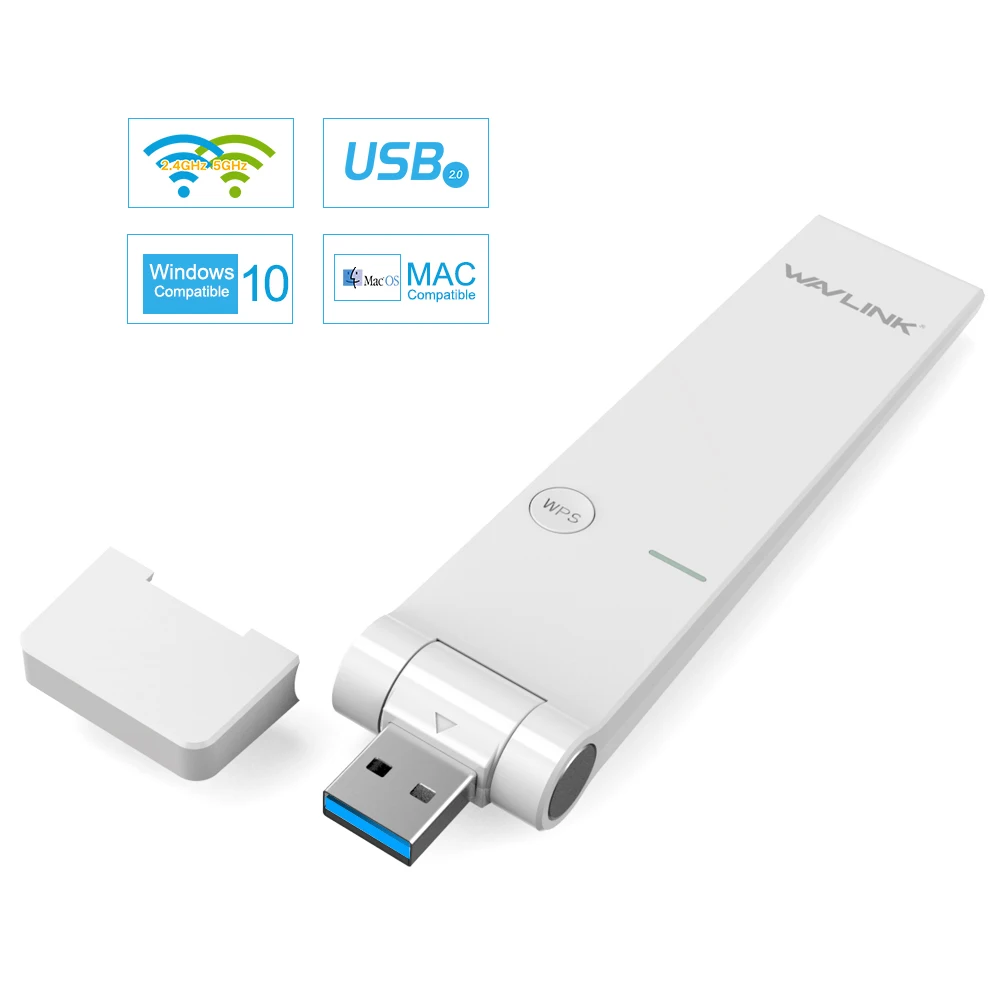 Wavlink 5 ГГц AC1300 беспроводной USB Wifi адаптер двухдиапазонный 2,4/5 ГГц высокоскоростная сетевая карта ethernet Wi-Fi приемник для Windows Mac