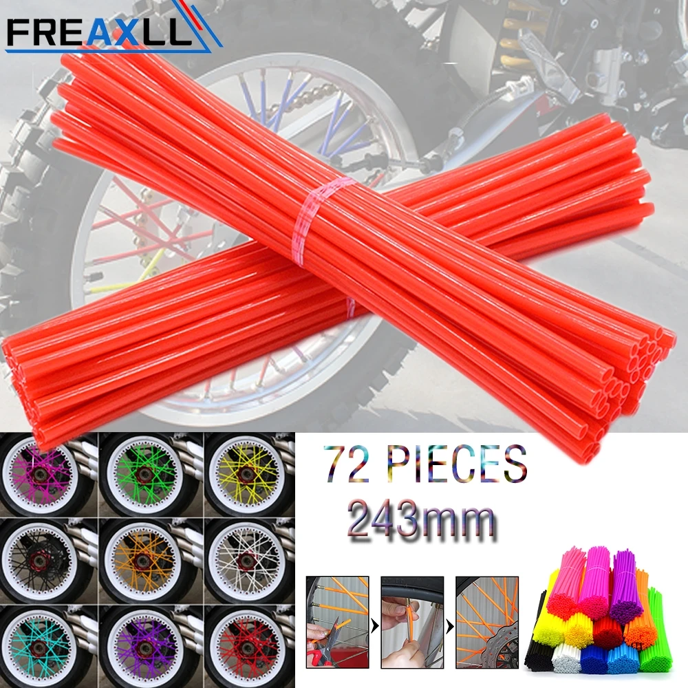 

72Pcs/Pack Off-road Bike Wheel spoke skins Colorful Motocross Rims Skins For HONDA 125 SUZUKI 250 YAMAHA 450 KTM 150 KAWASAKI