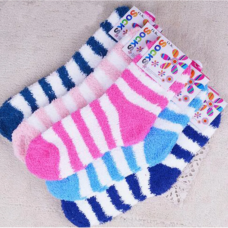 12pair/lot Towel socks women fashion soft short socks winter warm Half ...