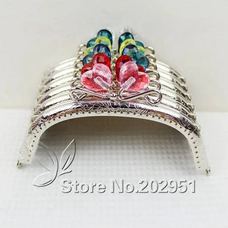 

20 pcs/lot 12.5 cm Sliver Heart Flower Head Candy Bead Purse Frame Handle for Bag Sewing Craft Tailor Sewer wholesale
