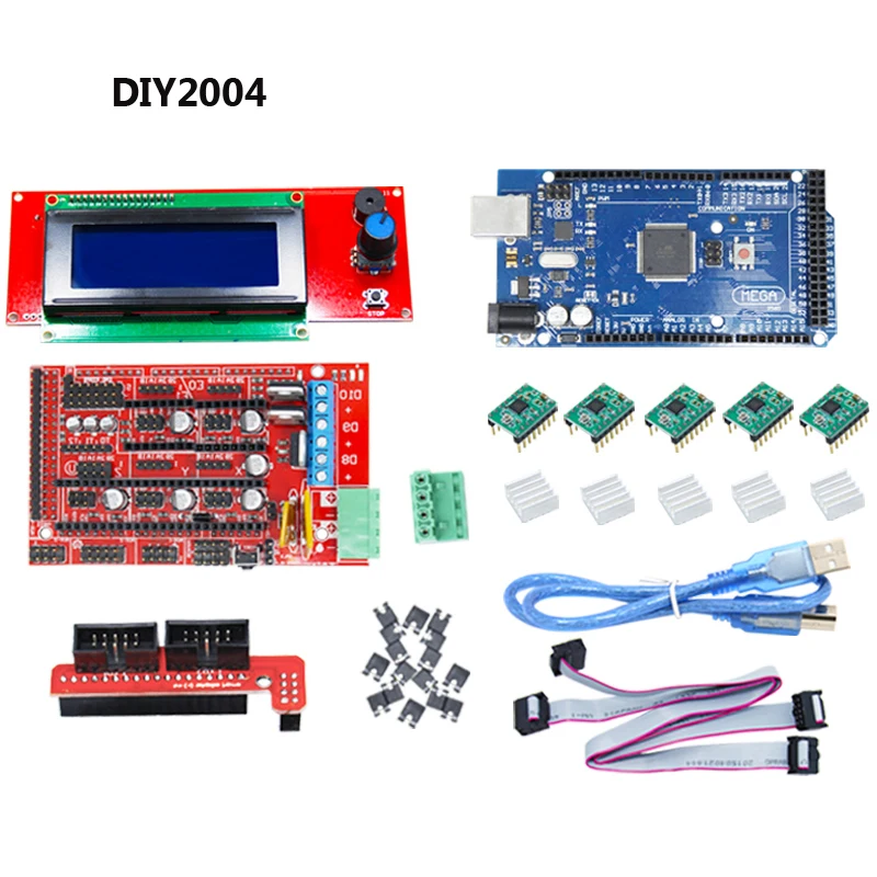 CNC 3d Принтер Комплект для Arduino Mega 2560 R3+ RAMPS 1,4+ lcd 2004+ A4988 шаговый драйвер