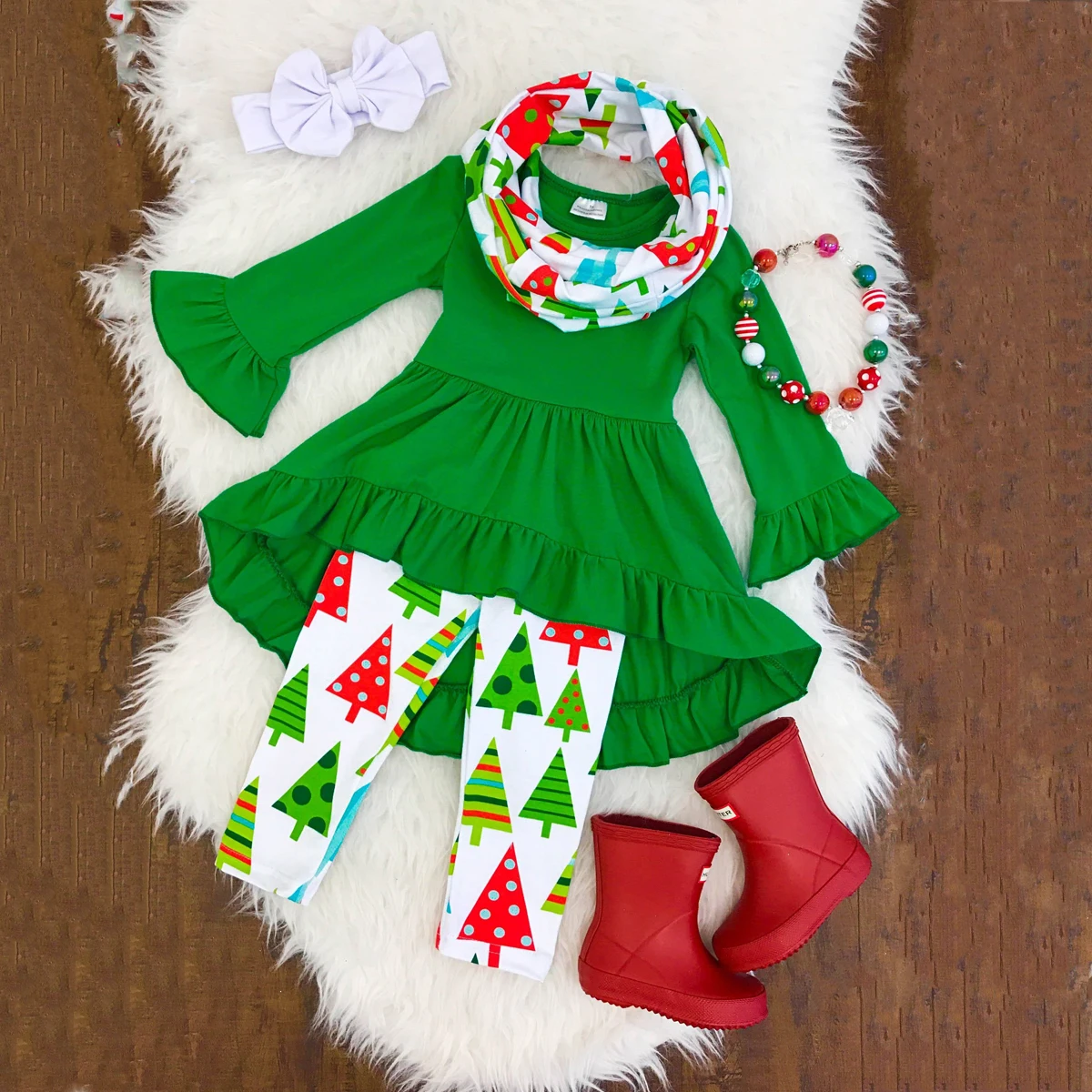 Детские рождественские платья для маленьких девочек, одежда, платье, юбка, футболка с длинными рукавами, топы+ штаны с рождественской елкой, комплект одежды