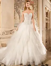Sweetheart Vestido De Novia A-Line Wedding Dresses Beading Top Appliques Ruffles Bottom Tiered 2016