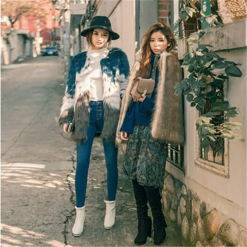 Hiver Veste Survêtement Picture Femme Femmes Nouveau Poilue Pardessus Casual Chaud Show Manches Fausse Manteau As Élégant Longues Mode Automne Slim Fourrure En fwqwAaO