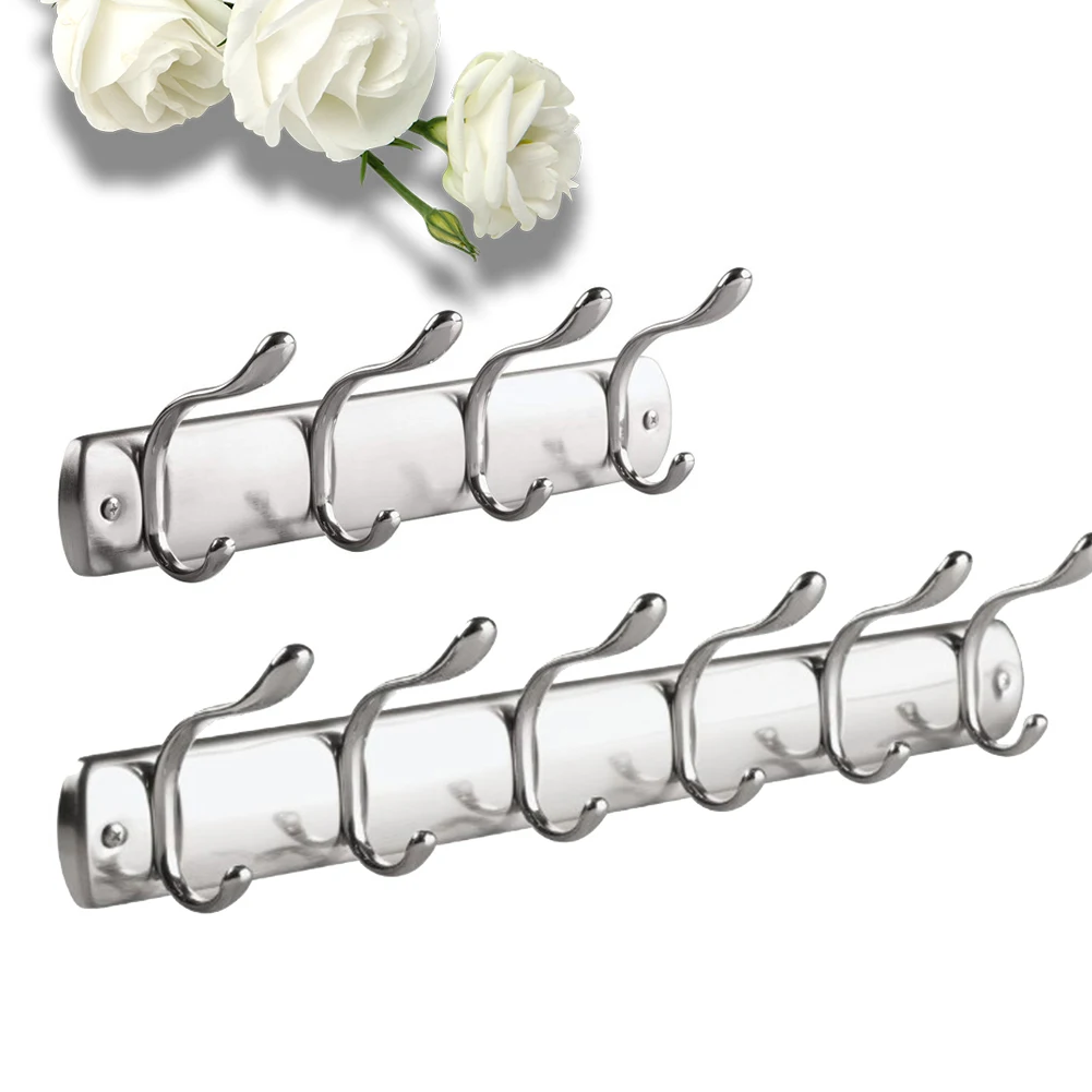 Useful Multifunction Home Supplies Wall Mounted Strong Load Capacity Stainless Steel 4/6 Hooks Hanger Hook Practical Durable Useful Multifunction Home Supplies Wall Mounted Strong Load Capacity Stainless Steel 4/6 Hooks Hanger Hook Practical Durable