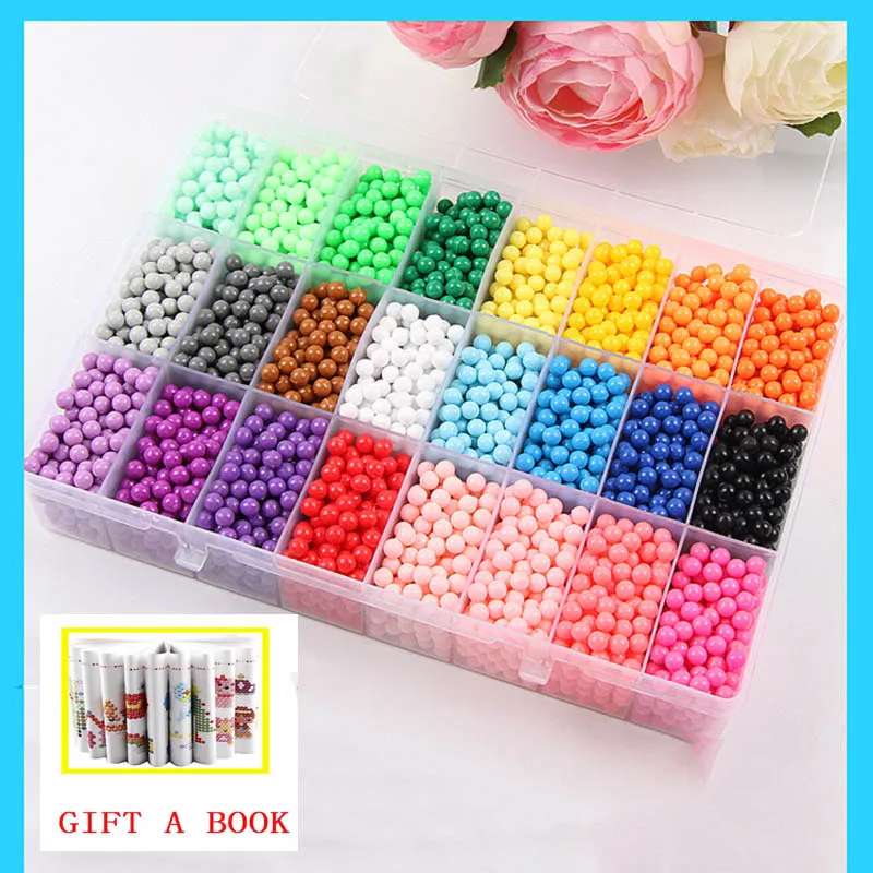 6000pcs 24 colors Refill Beads puzzle Crystal DIY water spray beads set ball games 3D handmade magic toys for children 17