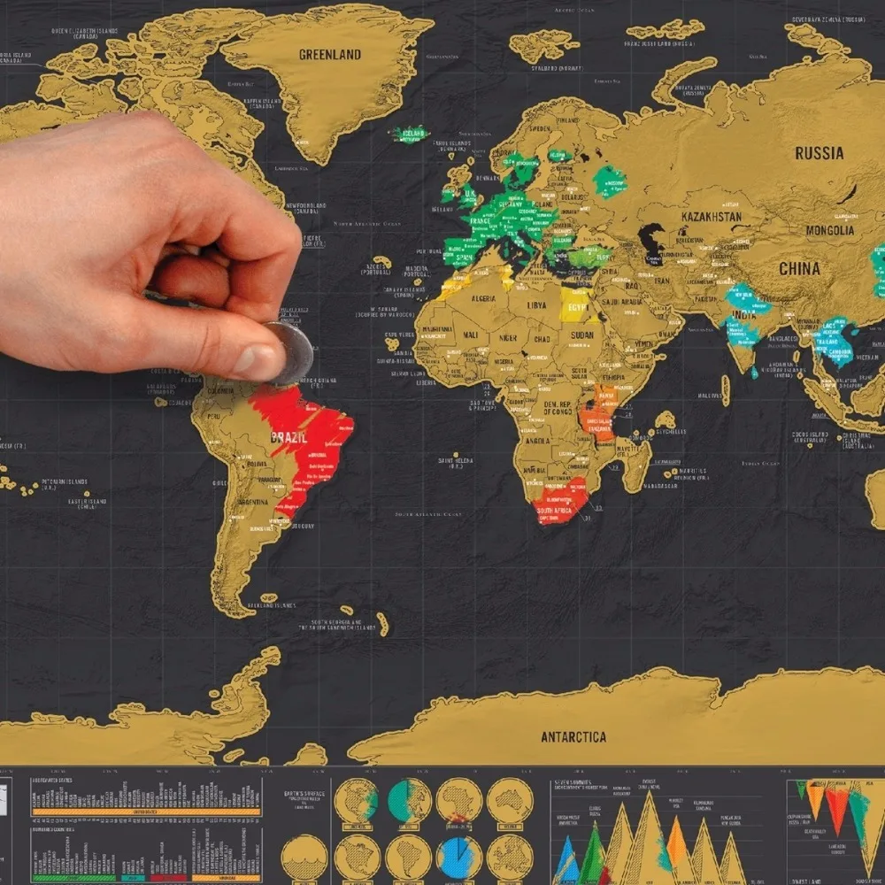 Роскошный туристический выпуск Скретч Карта мира плакат персонализированный журнал Geographic ретро карты 42,3x30 см